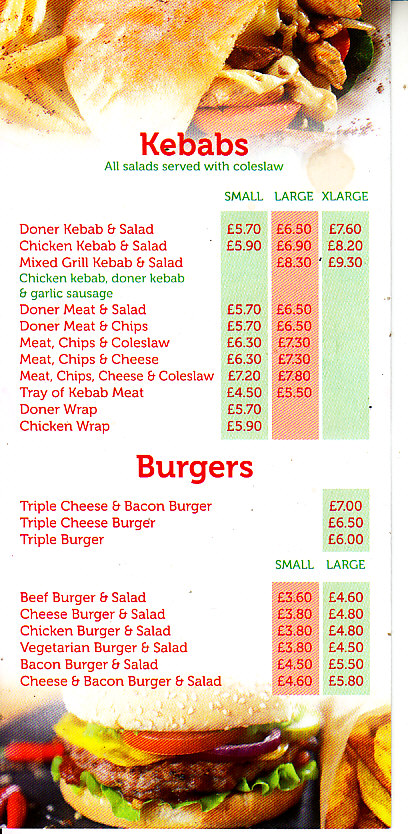 Olympic Takeaway menu Bridgend