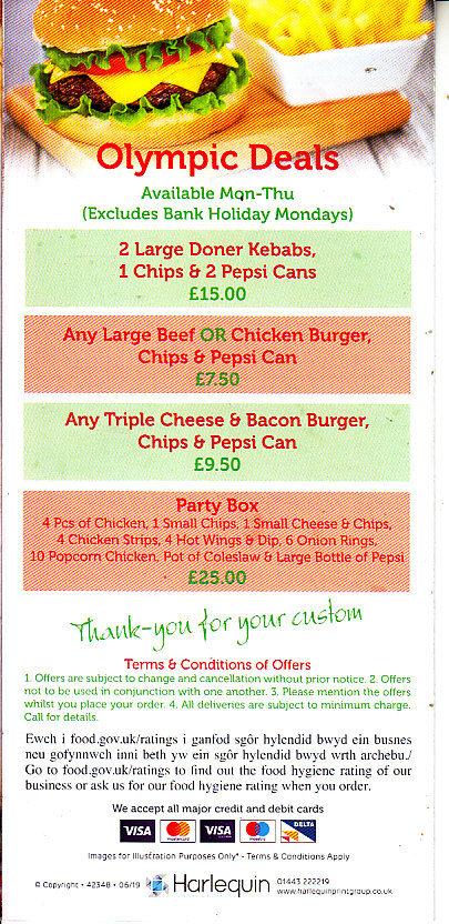 Olympic Takeaway menu Bridgend