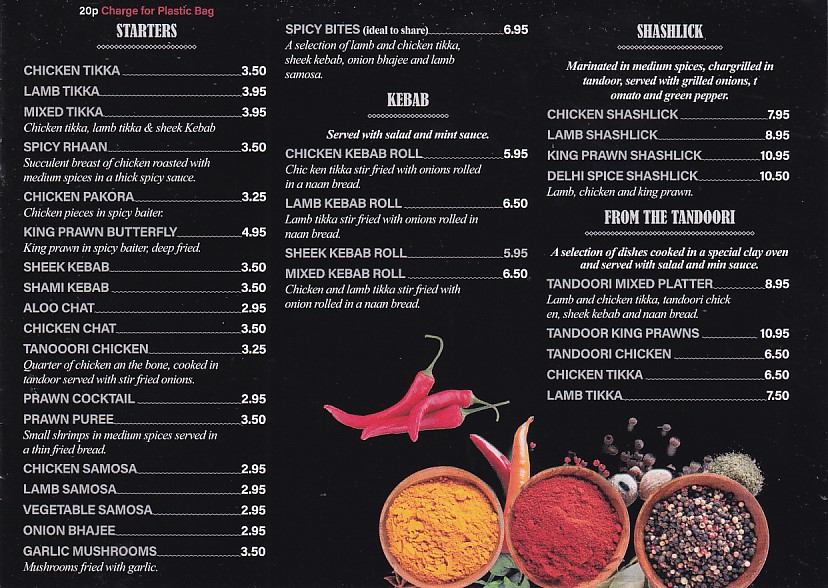 Menu of Delhi Spice