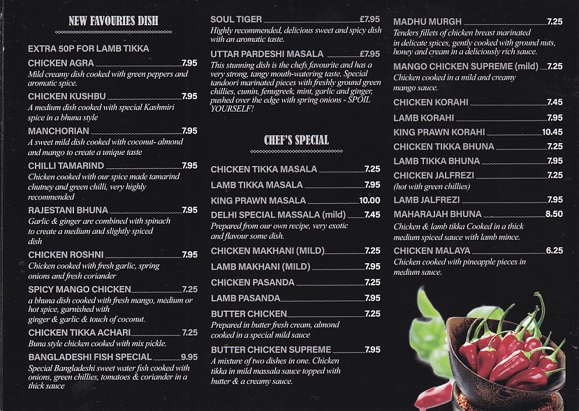 Menu of Delhi Spice