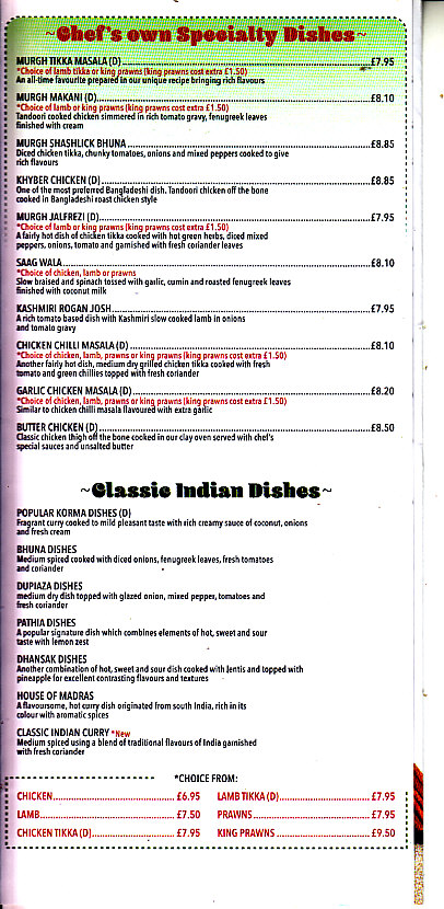 Exotic Shaad Indian menu bridgend