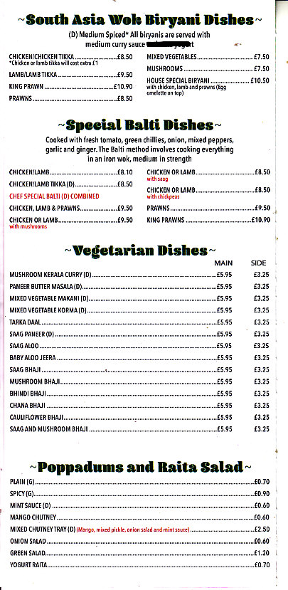 Exotic Shaad Indian menu bridgend